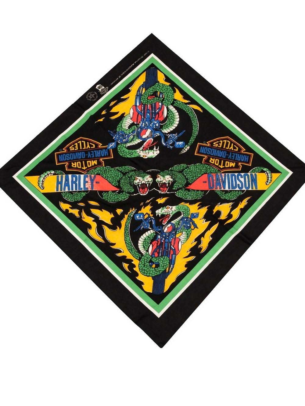 Harley Davidson Snake Graphic Bandana Black Flames Vintage Style Biker